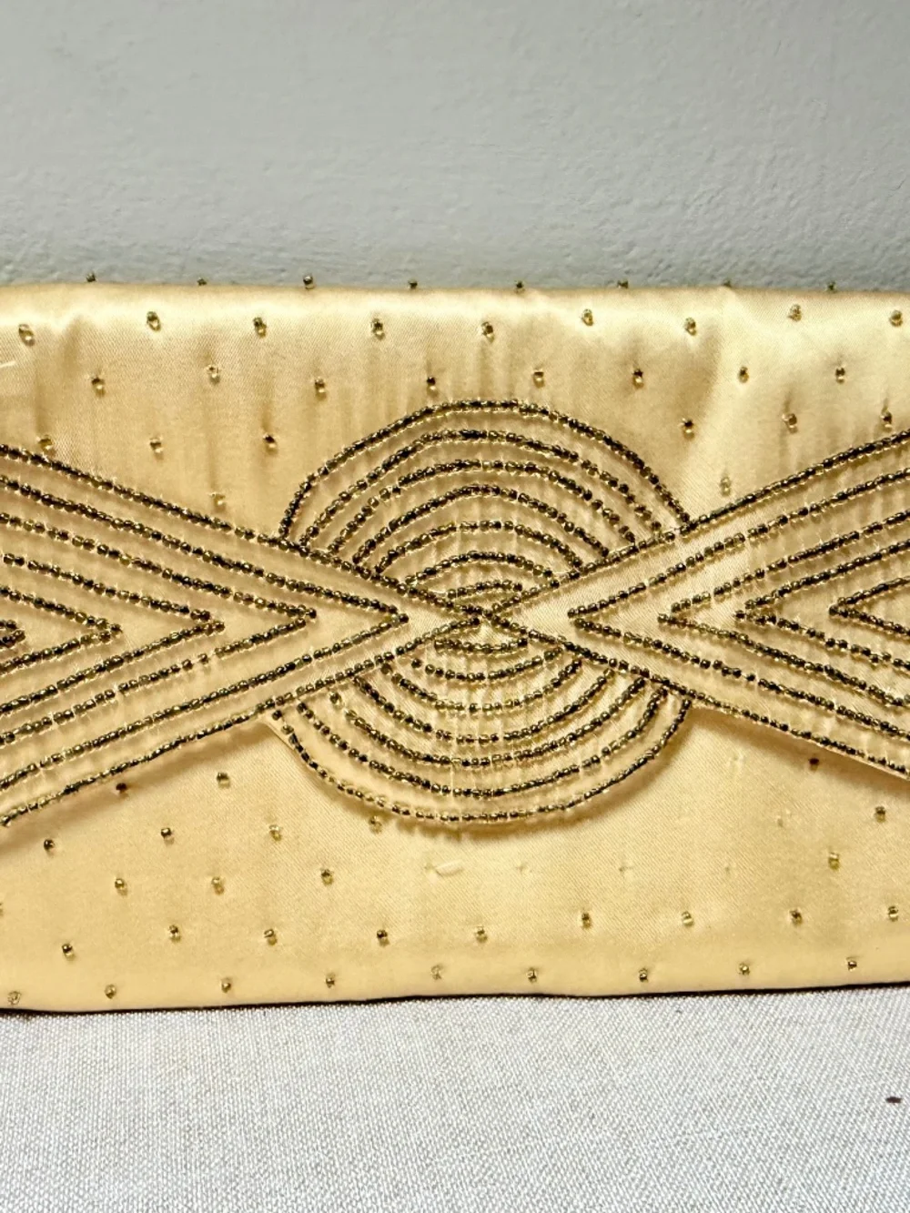 Vintage Art Deco Style Gold La Regale Beaded Clutch Evening Bag